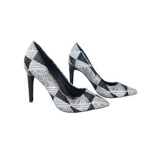 Joes Womens Pumps 6 Geometric Black White Retro Fun Pointed Toe Stiletto Heels